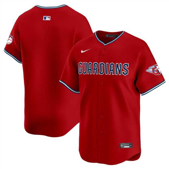 Mens Cleveland Guardians Blank Red Alternate Limited Stitched Jersey Dzhi